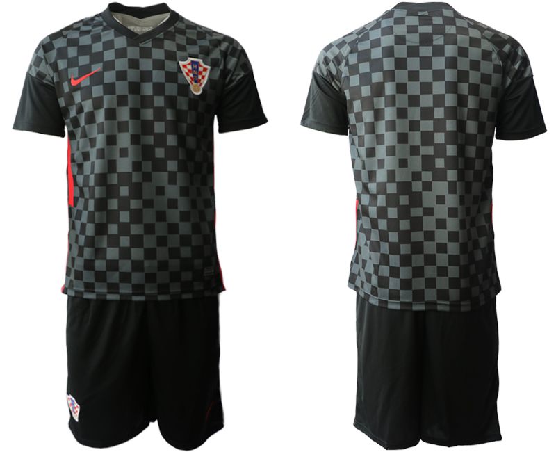Men 2020-2021 European Cup Croatia away black blank Nike Soccer Jersey->customized soccer jersey->Custom Jersey
